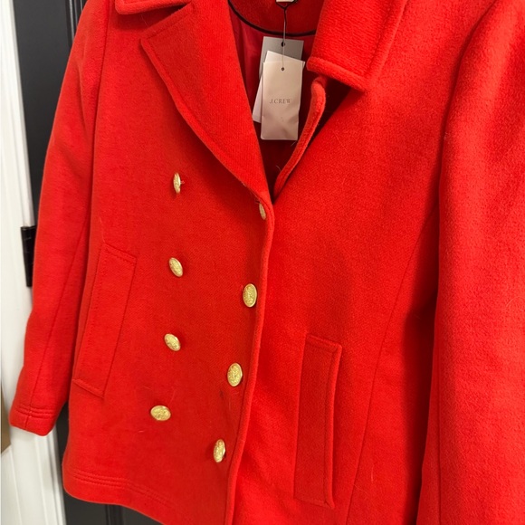 J.Crew Petite Red Wool Peacoat – Gold Buttons, Holiday Chic - Picture 3 of 7